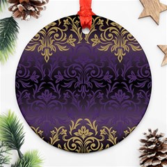 Art Nouveau,vintage,damask,gold,purple,antique,beautiful Round Ornament (two Sides) by NouveauDesign