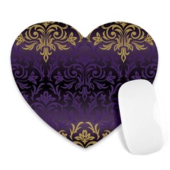 Art Nouveau,vintage,damask,gold,purple,antique,beautiful Heart Mousepads by NouveauDesign