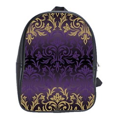 Art Nouveau,vintage,damask,gold,purple,antique,beautiful School Bag (xl) by NouveauDesign