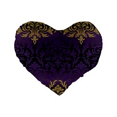 Art Nouveau,vintage,damask,gold,purple,antique,beautiful Standard 16  Premium Heart Shape Cushions by NouveauDesign