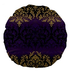 Art Nouveau,vintage,damask,gold,purple,antique,beautiful Large 18  Premium Flano Round Cushions by NouveauDesign