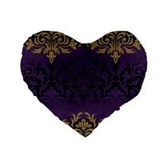 Art Nouveau,vintage,damask,gold,purple,antique,beautiful Standard 16  Premium Flano Heart Shape Cushions by NouveauDesign