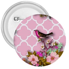 Shabby Chic, Floral,pink,birds,cute,whimsical 3  Buttons by NouveauDesign