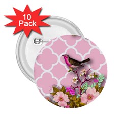 Shabby Chic, Floral,pink,birds,cute,whimsical 2 25  Buttons (10 Pack)  by NouveauDesign