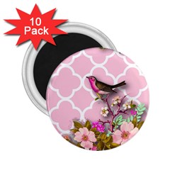 Shabby Chic, Floral,pink,birds,cute,whimsical 2 25  Magnets (10 Pack)  by NouveauDesign