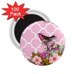 shabby chic, floral,pink,birds,cute,whimsical 2.25  Magnets (100 pack)  Front