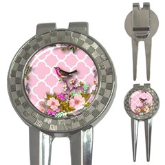 Shabby Chic, Floral,pink,birds,cute,whimsical 3-in-1 Golf Divots by NouveauDesign