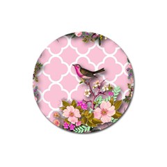 Shabby Chic, Floral,pink,birds,cute,whimsical Magnet 3  (round) by NouveauDesign