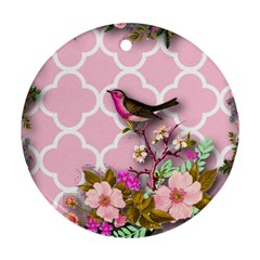 Shabby Chic, Floral,pink,birds,cute,whimsical Round Ornament (two Sides) by NouveauDesign