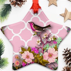 Shabby Chic, Floral,pink,birds,cute,whimsical Star Ornament (two Sides) by NouveauDesign