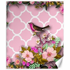 Shabby Chic, Floral,pink,birds,cute,whimsical Canvas 20  X 24   by NouveauDesign