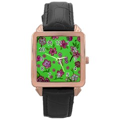 Visions Of Pink Rose Gold Leather Watch 