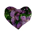 Lilacs 2 Standard 16  Premium Flano Heart Shape Cushions Front