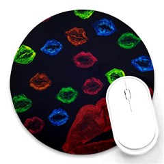 Hot Lips Round Mousepads by dawnsiegler