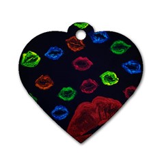 Hot Lips Dog Tag Heart (two Sides) by dawnsiegler