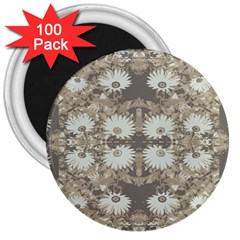 Vintage Daisy Floral Pattern 3  Magnets (100 Pack) by dflcprints