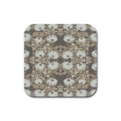 Vintage Daisy Floral Pattern Rubber Square Coaster (4 Pack)  by dflcprints