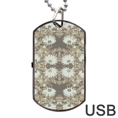 Vintage Daisy Floral Pattern Dog Tag Usb Flash (two Sides) by dflcprints