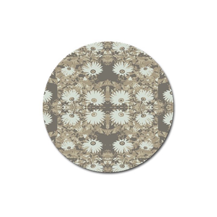 Vintage Daisy Floral Pattern Magnet 3  (Round)