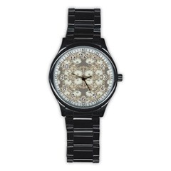 Vintage Daisy Floral Pattern Stainless Steel Round Watch by dflcprints