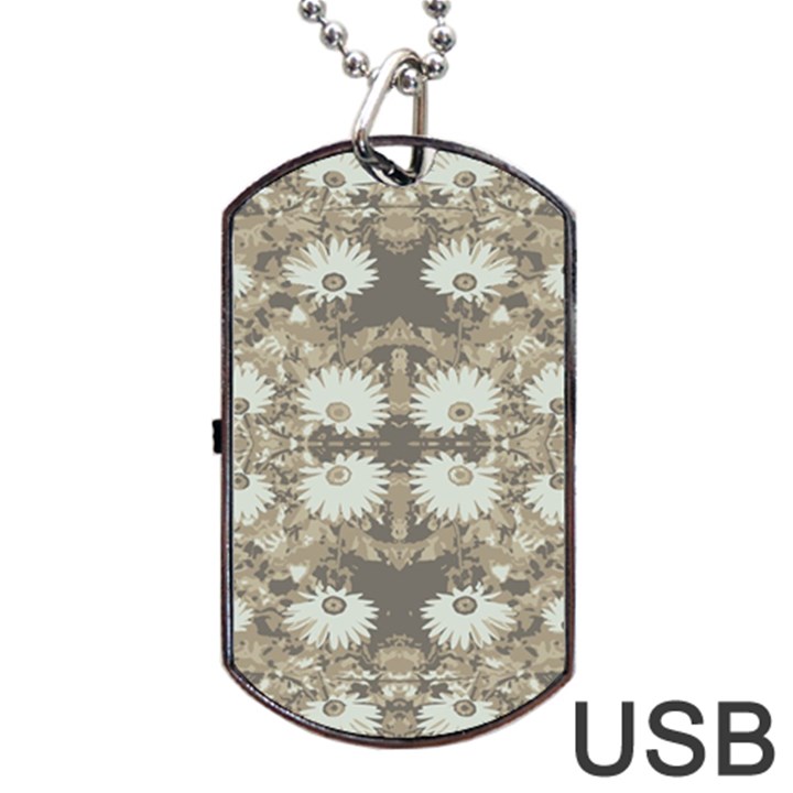 Vintage Daisy Floral Pattern Dog Tag USB Flash (Two Sides)