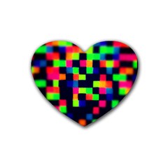 Squares Rubber Coaster (heart)  by dawnsiegler