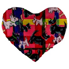 Scotties Large 19  Premium Heart Shape Cushions by dawnsiegler