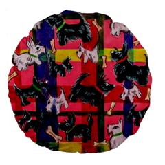 Scotties Large 18  Premium Flano Round Cushions by dawnsiegler