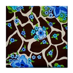 Floral Giraffe Print Tile Coasters by dawnsiegler