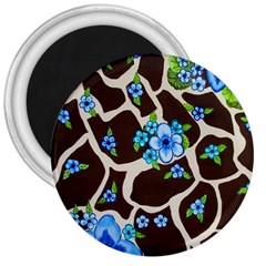 Floral Giraffe Print 3  Magnets by dawnsiegler