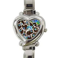 Floral Giraffe Print Heart Italian Charm Watch by dawnsiegler