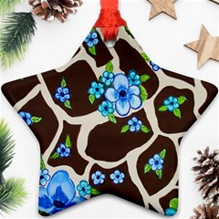 Floral Giraffe Print Star Ornament (two Sides)