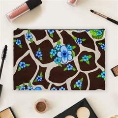 Floral Giraffe Print Cosmetic Bag (large)  by dawnsiegler