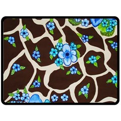 Floral Giraffe Print Fleece Blanket (large)  by dawnsiegler