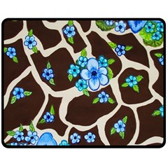 Floral Giraffe Print Fleece Blanket (medium)  by dawnsiegler