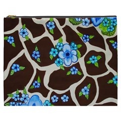 Floral Giraffe Print Cosmetic Bag (xxxl)  by dawnsiegler