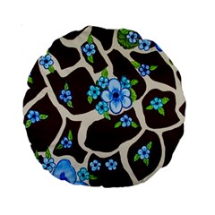 Floral Giraffe Print Standard 15  Premium Round Cushions by dawnsiegler