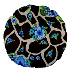 Floral Giraffe Print Large 18  Premium Round Cushions by dawnsiegler