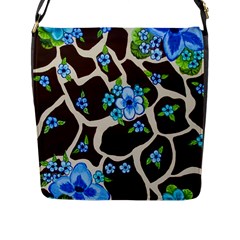 Floral Giraffe Print Flap Messenger Bag (l)  by dawnsiegler