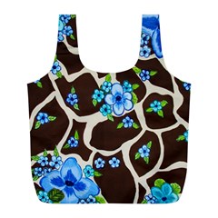 Floral Giraffe Print Full Print Recycle Bags (l)  by dawnsiegler