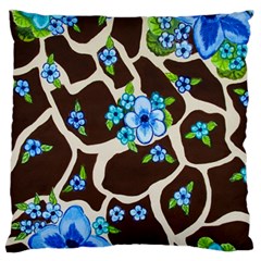 Floral Giraffe Print Large Flano Cushion Case (two Sides) by dawnsiegler