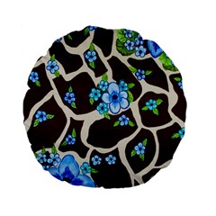 Floral Giraffe Print Standard 15  Premium Flano Round Cushions by dawnsiegler