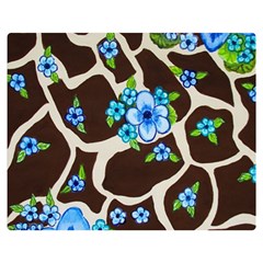 Floral Giraffe Print Double Sided Flano Blanket (medium)  by dawnsiegler