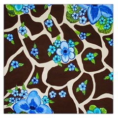 Floral Giraffe Print Large Satin Scarf (square) by dawnsiegler