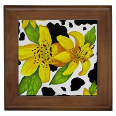 Floral Cow Print Framed Tiles