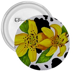 Floral Cow Print 3  Buttons by dawnsiegler