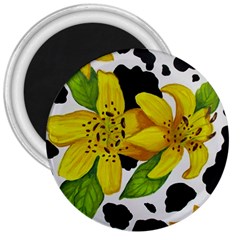 Floral Cow Print 3  Magnets by dawnsiegler