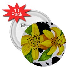 Floral Cow Print 2 25  Buttons (10 Pack)  by dawnsiegler