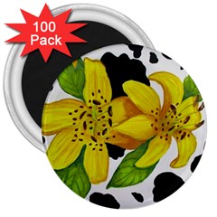 Floral Cow Print 3  Magnets (100 Pack) by dawnsiegler