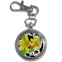 Floral Cow Print Key Chain Watches by dawnsiegler